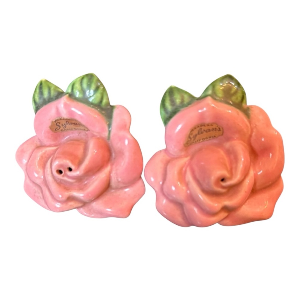 Vintage Sylvan's Pink Rose Salt & Pepper Shakers